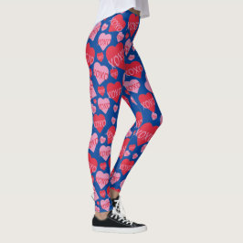 Legging XOXO Love Red Heart Namorados Azul