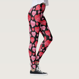 Legging XOXO Love Red Heart Namorados Preto