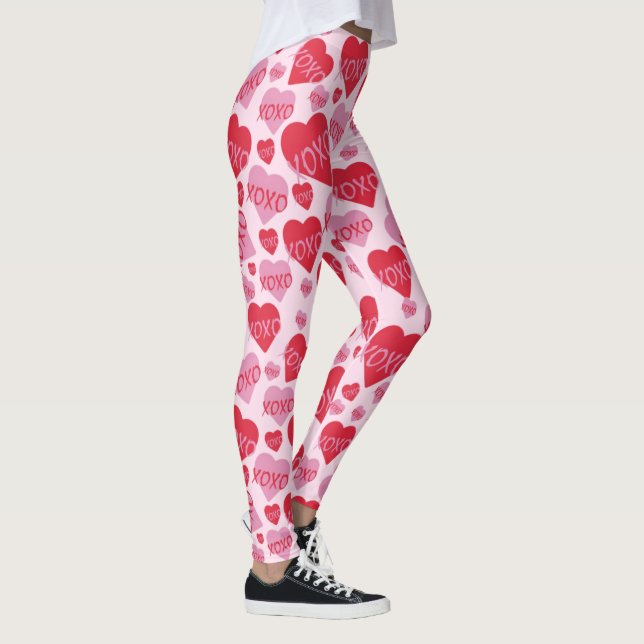 Legging XOXO Love Red Heart Pink Namorados Rosa (Direita)