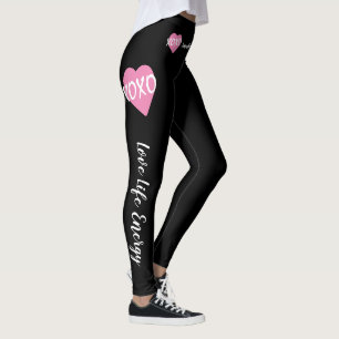 Legging XOXO XOXO, cor-de-rosa, abraços brancos XOXO, beij