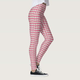 Legging Yarn Heart Crochet Artesanatos White + Rosa