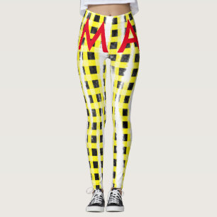Legging Yellow Black checkboard add name monograma name le