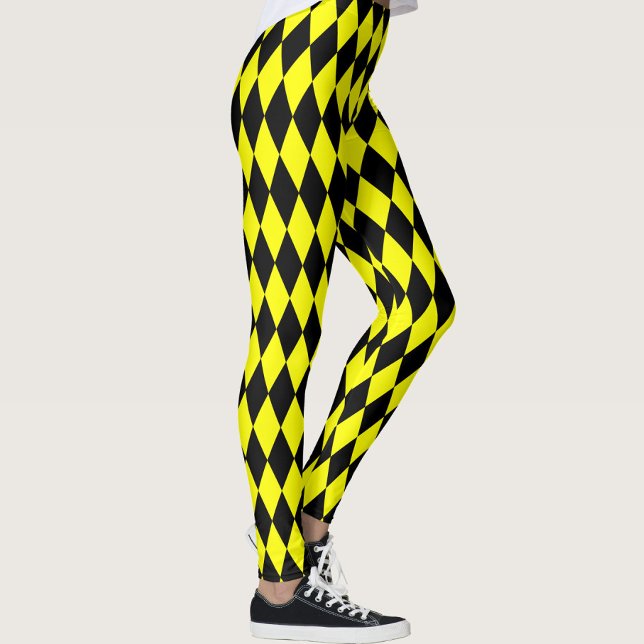 Legging Yellow Black Harlequin Diamonds Checkers Design  (Criador carregado)