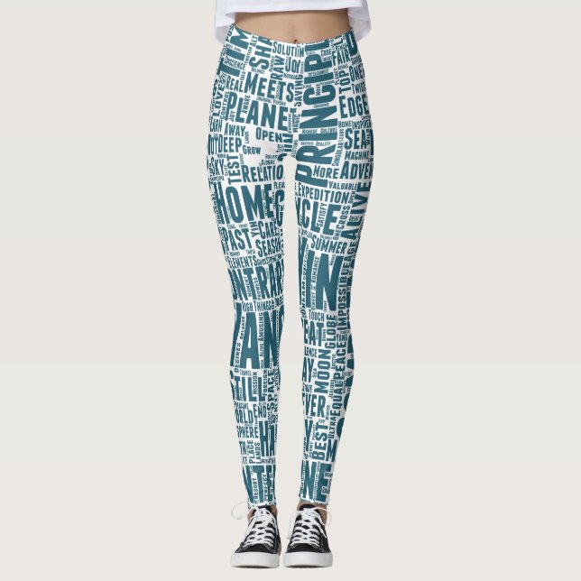 Legging Yin Yan Nuage de Mots Texte Motif Interconnect (Frente)