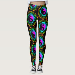 Legging Yin Yang Psychedelic Rainbow Tattoo