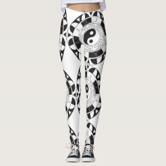 Legging Ying Yang Mandala, preto e branco