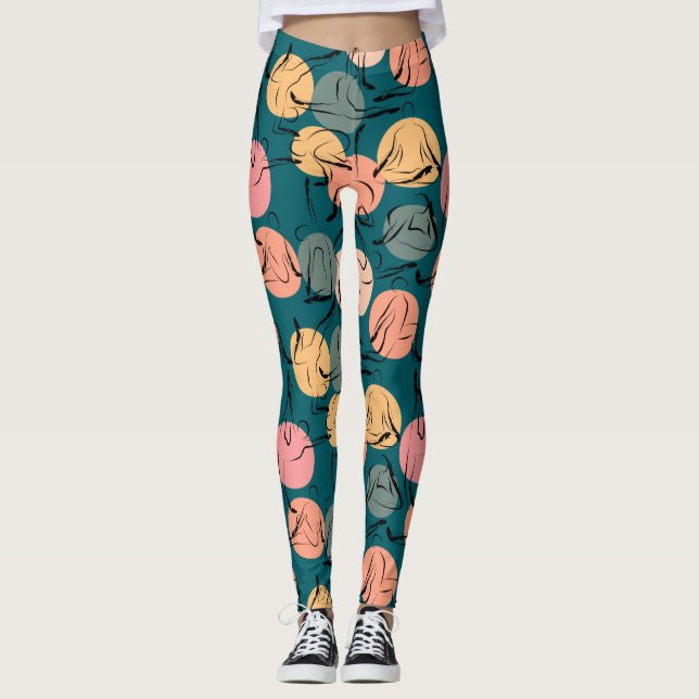 Legging Yoga poses pattern | Yoga seamless pattern 23 (Frente)