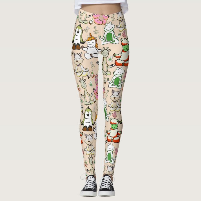 Legging Yoga poses pattern | Yoga seamless pattern 52 (Frente)
