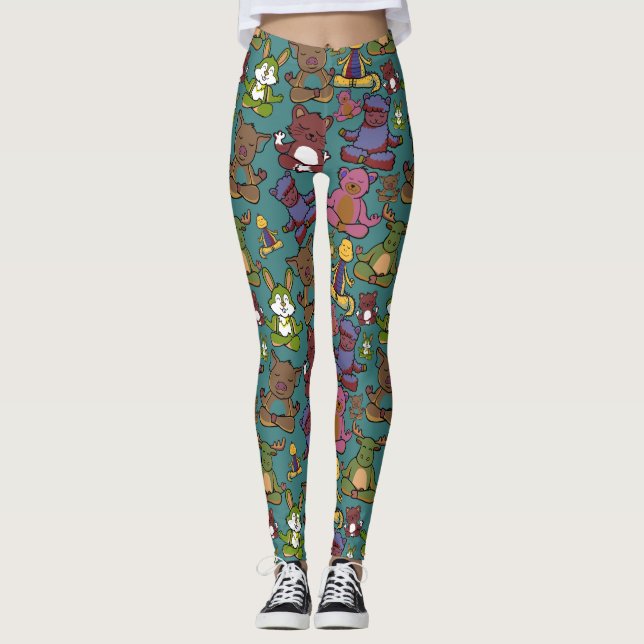 Legging Yoga poses pattern | Yoga seamless pattern 65 (Frente)