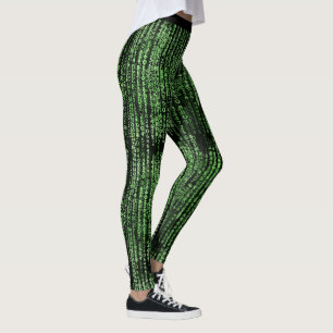 Legging Yoga Verde de Código de Matriz de Dados de Comput