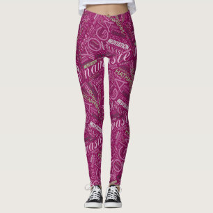 Legging Yoga Word Cloud Plum/Green ID254