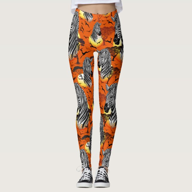 Legging Zebra African Savanna Wild Animal (Frente)