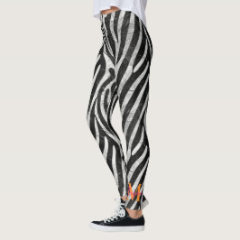 Legging Zebra Artística Stripe Laranja e Monograma Rosa Qu