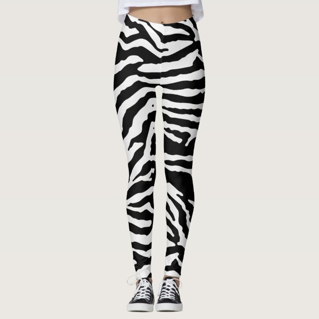 Legging Zebra Camouflage Padrão Artístico Negro e Branco (Frente)