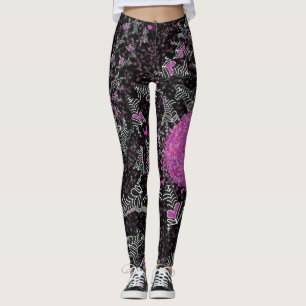Legging Zebra de discoteca moderna preta branca e rosa