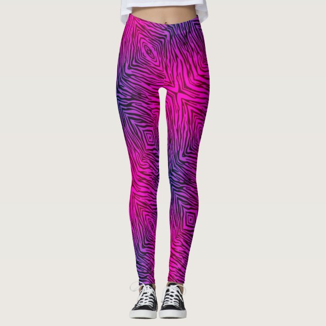 Legging Zebra do rosa quente (Frente)