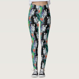 Legging Zebra e teste padrão de flores exótico 2