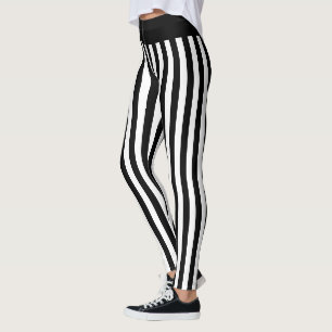 Legging zebra gótica de faixa vertical impressão a preto e