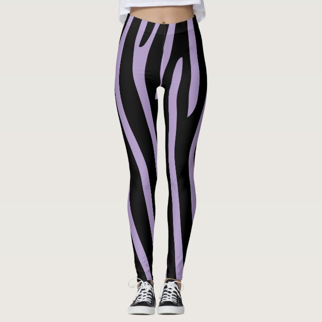 Legging Zebra Halloween Strips Black & Lavanda (Frente)