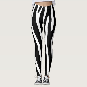 Legging Zebra Halloween Strips Black & White