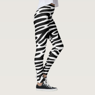 Legging Zebra Negra Lança Sobre Fundo Branco