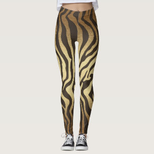 Legging Zebra Print Animal Skins Dourado