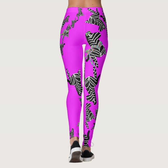 Legging Zebra roxa selvagem moderna (Verso)