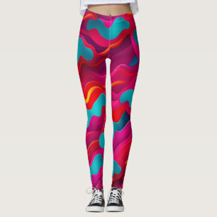 Legging Zebra Strides ondas Marinho rosa Padrão arco-íris