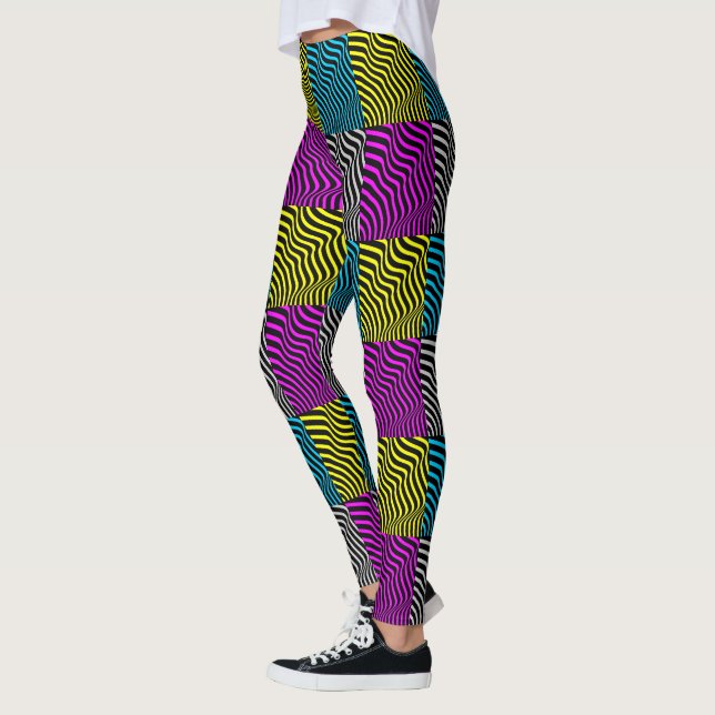 Legging Zebra Stripes - Abstrato de padrão geométrico Art  (Esquerda)