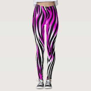 Legging Zebra Tiger Stripe Cor-de-rosa Padrão de pele anim