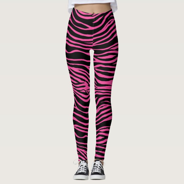 Legging Zebra, Tiger Stripes - Cor de Fundo Personalizável (Frente)