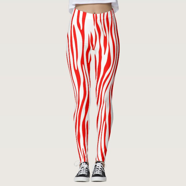 Legging Zebra vermelha e branca (Frente)