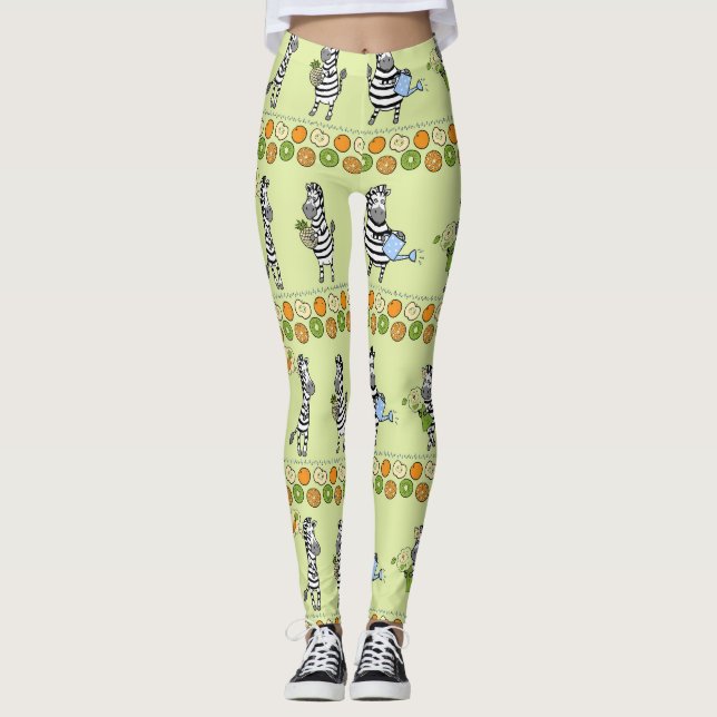 Legging Zebras e Frutas sem costura (Frente)