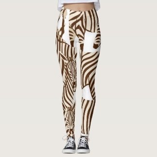 Legging Zebras, savana selvagem, padrão sem costura