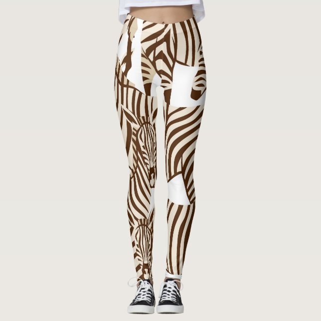 Legging Zebras, savana selvagem, padrão sem costura (Frente)