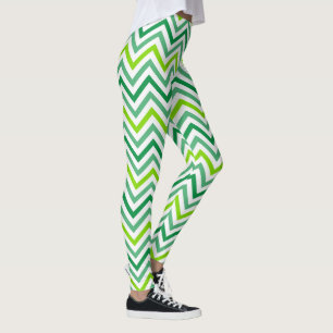 Legging Zig Zag Line Patterno On White Womens Irish Green