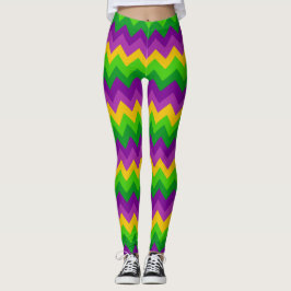 Legging Zig Zag Stripes Mardi Gras - Partido do Carnaval