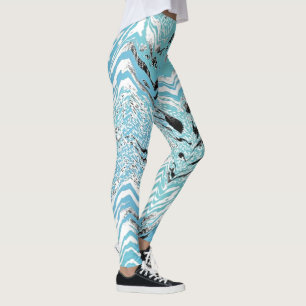Legging Ziguezague branco na moda de Chevron do preto azul