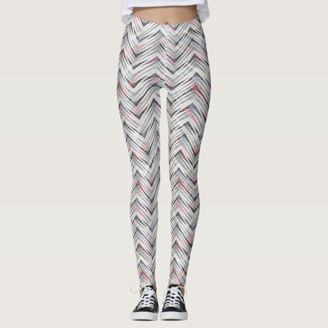 Legging Zigzag, geométrico, cinzas, lilás, rosa, preto, fa (Frente)