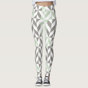 Legging ZigZag Geométrico de Sage Green e Silver