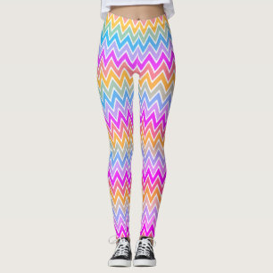 Legging Zigzag Rainbow Patterno Rosa, Azul Amarelo Laranja