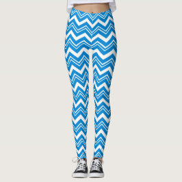 Legging Zigzags Modernos Azuis Turquesa