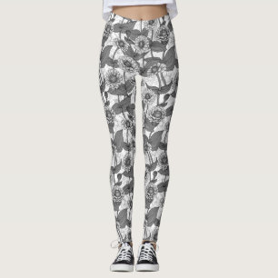 Legging Zinnias, monocônimo de branco