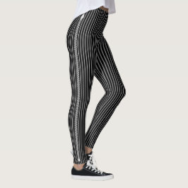 Legging Zipper branco preto do lado das riscas