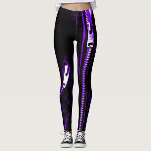 Legging Zips Pernas impressão púrpuras