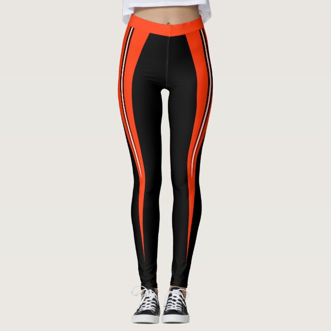 Leggings a preto e laranja (Frente)