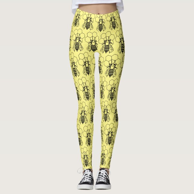 Leggings - Abelhas em Honeycomb (Frente)