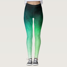 Leggings Abrangentes do Ombré Verde e Teal