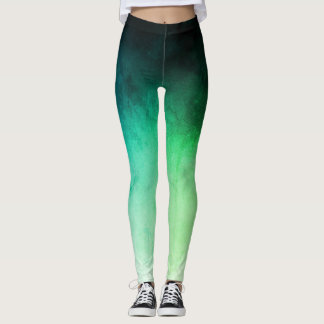 Leggings Abrangentes do Ombré Verde e Teal