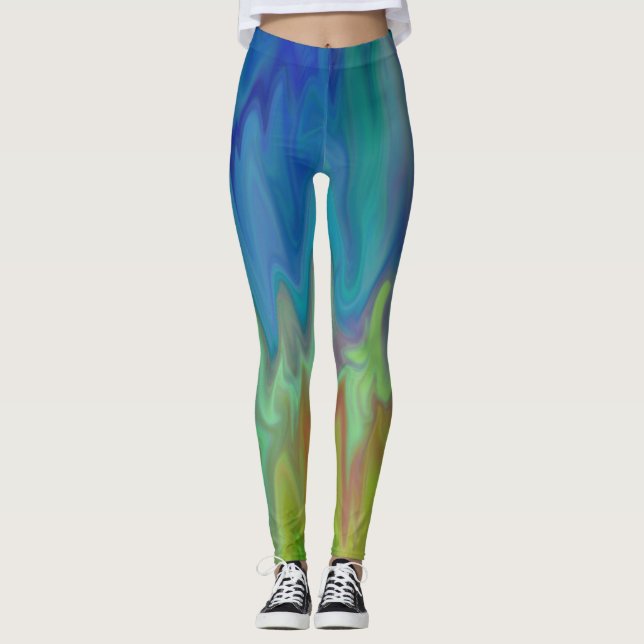 Leggings Abstratas Azuladas (Frente)
